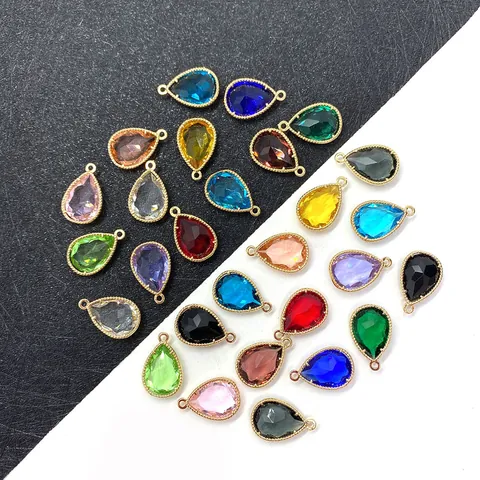 Faceted Teardrop Crystal Pendant Only Gold Plated Alloy Frame DIY Jewelry Making Accessories For Women Necklace Earrings