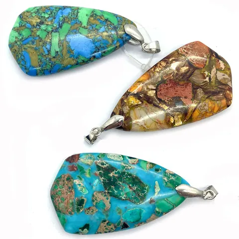 Pendentif en Pierre Naturelle Forme de Larme Avec Boucle en Acier Inoxydable Pierre Mosaïque Accessoire de Bijouterie DIY