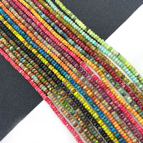 Natural Stone Imperial Jasper Turquoise Loose Beads Rondelle Abacus Shape Spacer Beads For Jewelry Making DIY Necklace Accessory