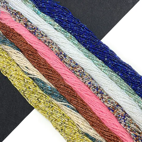 Faceted Natural Stone Beads Round Loose Gemstone Beads For DIY Necklace Bracelet Making Lapis Lazuli Amethyst Jewelry Findings