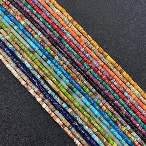 Cuentas Cilíndricas de Piedra Natural Pulida Jaspe Imperial Turquesa Cuentas Espaciadoras para DIY Creación de Joyas Pulseras Collares Accesorios