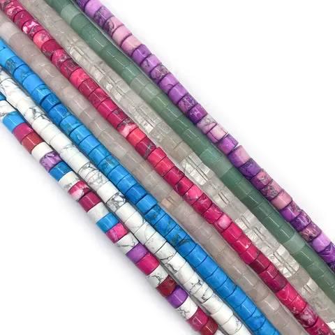 Natural Stone Heishi Beads Column White Turquoise Aventurine Loose Beads For DIY Jewelry Making Bracelet Necklace Crafts