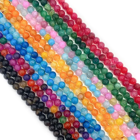 Natural Dragon Vein Agate Round Loose Beads Crackle Stone Spacer Beads For DIY Jewelry Making Bracelet Necklace Materials