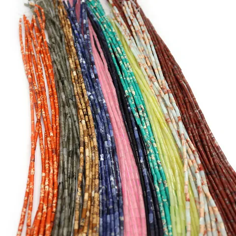 Natural Stone Loose Beads Cylinder Imperial Jasper Lapis Lazuli Lemon Jade For DIY Jewelry Making Necklaces Bracelets