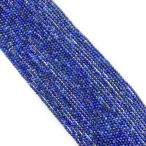 Natural Faceted Lapis Lazuli Round Loose Beads Blue Gemstone Strand For DIY Necklace Jewelry Making Accessories