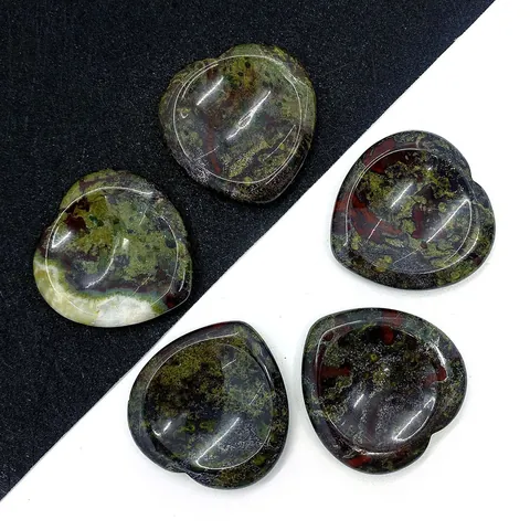 Pierre d'Inquiétude en Forme de Cœur en Jaspe Sang de Dragon Naturel Pierre de Paume Polie pour Méditation Cristal de Guérison Soulagement du Stress Pierre de Poche Accessoire de Bijoux DIY
