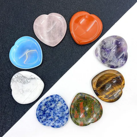 Pierres Naturelles en Forme de Cœur Puffy Palm Stones Cristaux Polis pour Méditation Guérison Reiki Décoration Bijoux DIY
