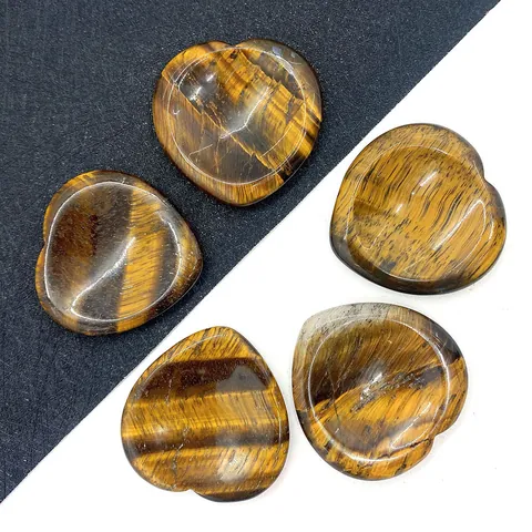 Natural Tiger Eye Stone Heart Shaped Polished Healing Crystal Gemstone No Hole Loose Beads For DIY Jewelry Craft Home Decor