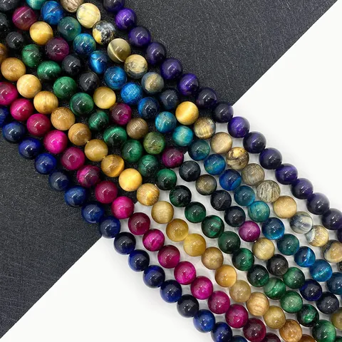 Natürliche Tigeraugenstein Runde Lose Perlen Farbige Edelstein Chatoyance Perlen Für DIY Schmuck Armband Herstellung Halskette