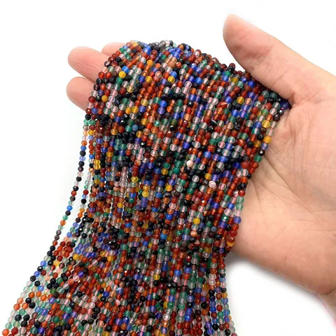 Gefacetteerde Meerkleurige Natuursteen Losse Kralen Ronde Gefacetteerde Edelsteen Kralen Voor DIY Ketting Armband Sieraden Maken Accessoires