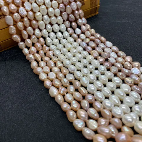 Natural Freshwater Pearl Beads Baroque Rice Shape Polished Loose Bead Strand For DIY Jewelry Making Necklace Bracelet Findings