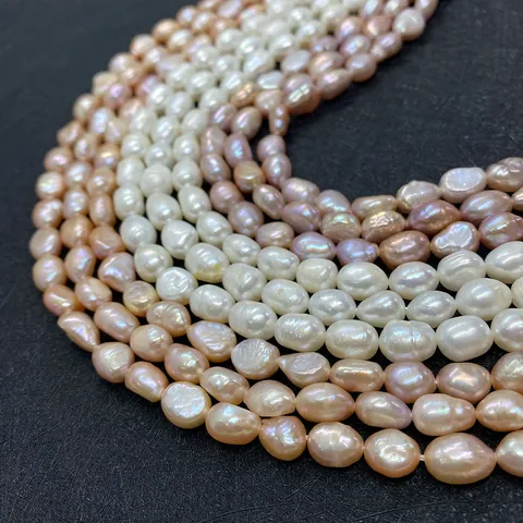 Natural Freshwater Pearl Beads Baroque Rice Shape Polished Loose Bead Strand For DIY Jewelry Making Necklace Bracelet Findings