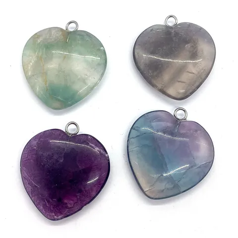 Heart Shaped Natural Stone Crystal Polished Pendant For DIY Necklace Jewelry Making Charm Accessories Women Men Gift