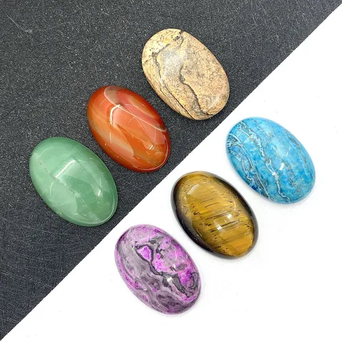 Pierre Naturelle Cabochon Ovale Oeil de Tigre Agate Pour Bijoux DIY Bague Accessoires Pierre Gemme Polie Décoration Artisanat