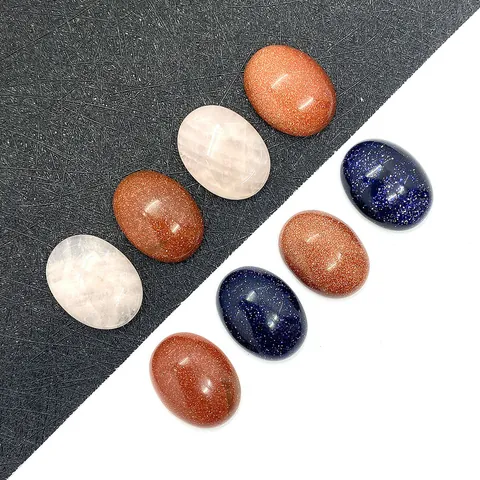 Natural Stone Oval Cabochon Rose Quartz Blue Gold Sandstone For Jewelry Making DIY Handcraft Ring Face Accessory