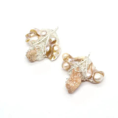 Pendentif Enroulé de Fil de Cristal de Künstliche Perle Baroque Naturel Irrégulier pour la Fabrication de Bijoux DIY Collier Artisanal Fait à la Main