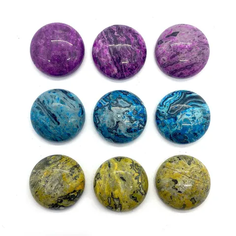 Pierre Agate Crazy Naturelle Cabochon Rond Perles de Pierres Précieuses Dos Plat Pour Fabrication de Bijoux DIY Bague Pendentif