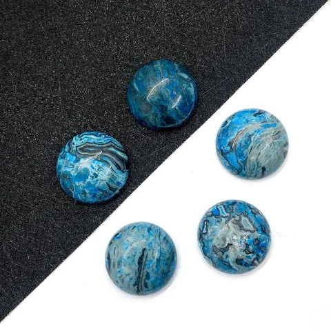 Cabochon en Agate Crazy Bleue Naturelle Pierre Précieuse Ronde Pour Accessoires de Fabrication de Bijoux DIY Bagues Boucles d'Oreilles Incrustation