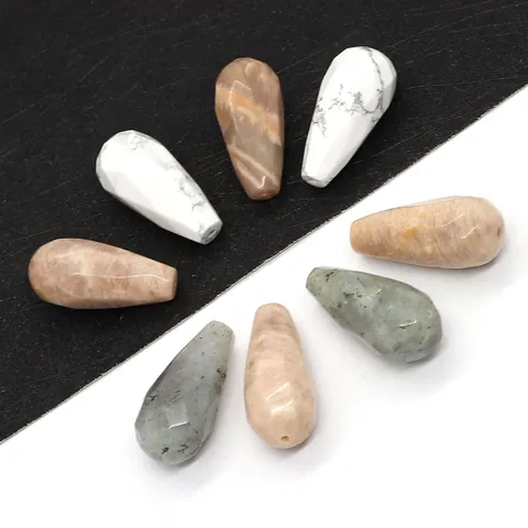 Natural Stone Faceted Water Drop Teardrop Pendants Beads Labradorite Howlite For DIY Jewelry Making Necklaces Earrings