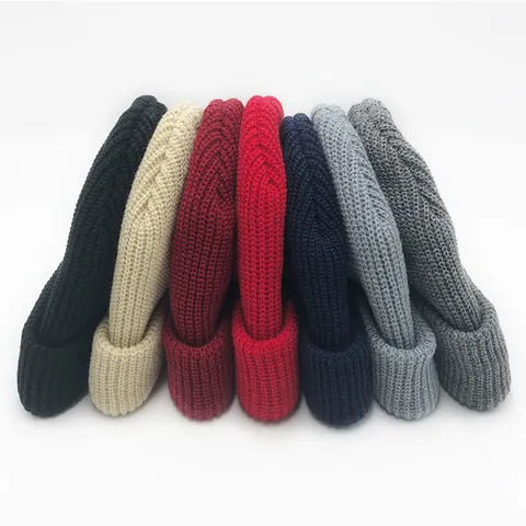 Unisex Winter Warm Knit Beanie Hat Cuffed Ribbed Linen Skull Cap For Men Women Casual Solid Color Outdoor Cold Weather Headwear
