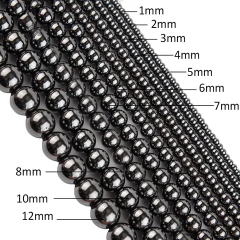 Natural Hematite Beads Round Ball Stone Loose Beads For DIY Jewelry Making Accessories Metallic Luster Black Stone Beads