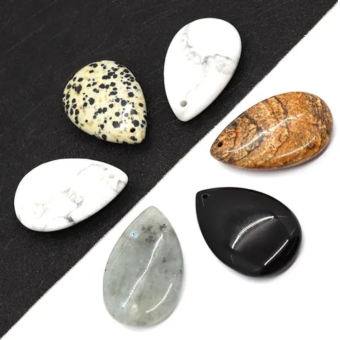 Ciondolo a Goccia in Pietra Naturale Solo (Senza Catena) Lucido Forato Accessorio in Pietra Semipreziosa Per Produzione Di Gioielli DIY