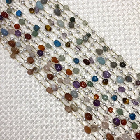 Edelstahl Kette Rolle Mit Unregelmäßigen Naturstein ABS Künstliche Perlenimitation Künstliche Perlen Für DIY Schmuckherstellung Zubehör