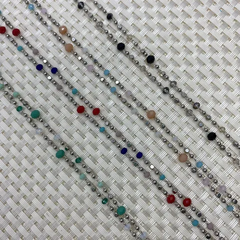 Natural Stone Crystal Faceted Round Beads Silver Plated Copper Chain For DIY Necklace Bracelet Jewelry Making Accessory