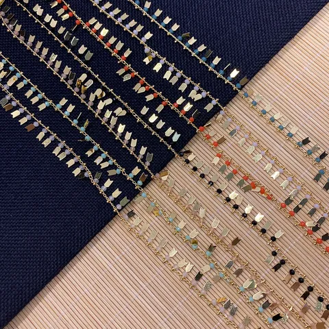 Natural Faceted Crystal Bead Chain Gold Plated Copper Sheet Arrowhead Pendant Bohemian Jewelry Making Supplies For DIY Necklace Bracelet Accessory