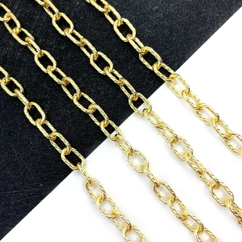 Copper Oval Twist Chain Roll Gold Plated Jewelry Making DIY Craft Accessories For Necklace Bracelet Making Finding