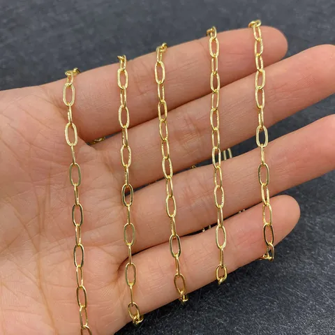 Vintage Copper Jewelry Chain Gold Plated Oval Paperclip Link Bulk Necklace Findings For DIY Bracelet Jewelry Making Crafts