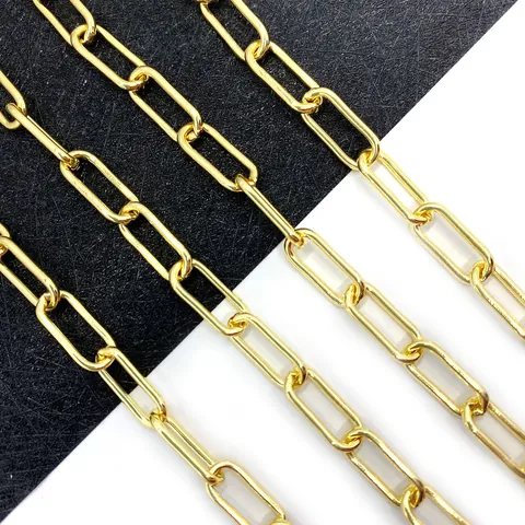 Copper Link Paperclip Chain Oval Links Bulk Jewelry Making Chain Gold Plated Minimalist DIY Craft Supplies Components