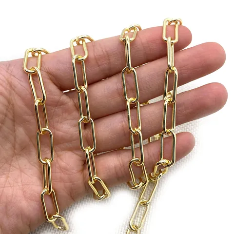 Gold Plated Copper Paperclip Chain Oval Link Jewelry Chain For DIY Jewelry Making Accessories Handcrafted Supplies
