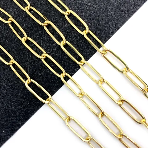 Copper Paperclip Chain Gold Plated Oval Link Chain For DIY Jewelry Making Findings Necklace Bracelet Craft Accessory
