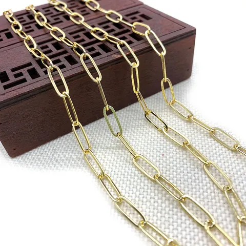 Catena a Graffetta in Rame Placcato Oro Maglie Ovali Intrecciate Per Creazione Gioielli Fai Da Te Collane Bracciali Decorazione Componente