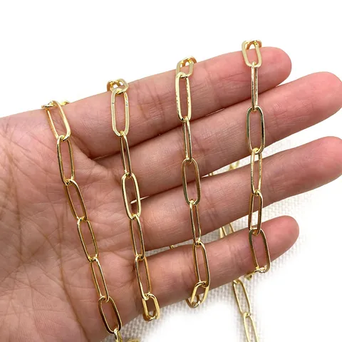 Catena a Graffetta in Rame Placcato Oro Maglie Ovali Intrecciate Per Creazione Gioielli Fai Da Te Collane Bracciali Decorazione Componente