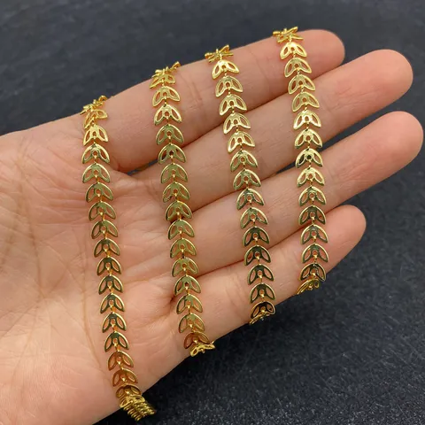 Catena in Rame Dorato a Forma di Foglia Torsione per Fai da Te Creazione Gioielli Collana Borsa Accessorio Moda Metallo