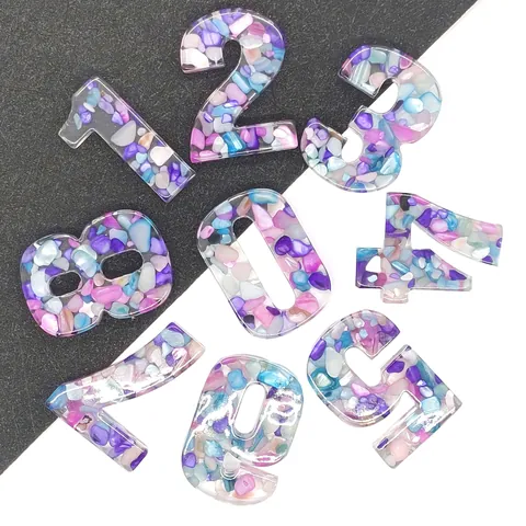 Resin Arabic Number Beads Colorful Crushed Stone Non-Porous Loose Beads For DIY Necklace Jewelry Making Accessories