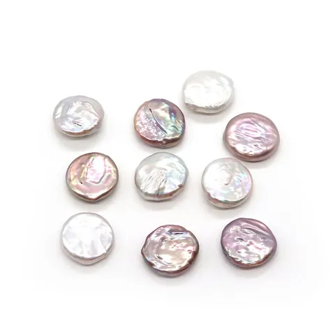 Natural Freshwater Pearl Loose Beads Iridescent Baroque Coin Shape No Hole Button Pearl For DIY Jewelry Making Pendants