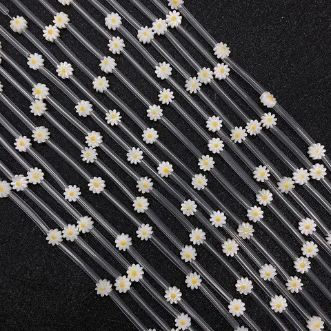 Natural Daisy Shape Shell Beads White Yellow Floral Loose Beads For DIY Jewelry Making Handmade Necklace Bracelet Crafts