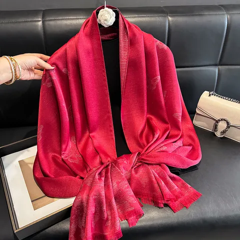 Women Fashion Satin Scarf Butterfly Floral Pattern Metallic Shimmer Long Shawl Sunshade Dustproof Wrap Beach Travel Scarf