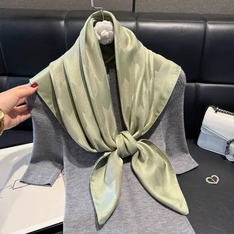 Elegant Satin Square Scarf Women Houndstooth Pattern Jacquard Headscarf Silk Like Shimmer Neck Scarf For Travel Office