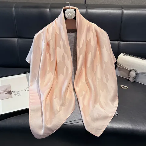 Elegant Satin Square Scarf Women Houndstooth Pattern Jacquard Headscarf Silk Like Shimmer Neck Scarf For Travel Office