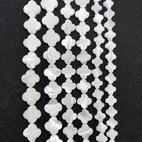 Natural White Mother Of Artificial Pearl Beads Four Petal Flower Shell Loose Beads For Jewelry Making Handmade Necklace Bracelet Accessories