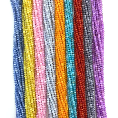 Natural Shell Round Ball Loose Beads Straight Hole Beads For DIY Necklace Bracelet Jewelry Making Accessory Multi Color