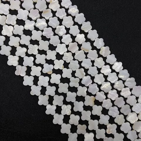 Natural White Shell Flower Loose Beads Clover Plum Blossom Shape For DIY Jewelry Making Necklaces Bracelets 6mm 8mm 10mm 12mm