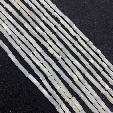 Natural White Mother Of Pearl Shell Cylinder Tube Loose Beads For DIY Jewelry Making Necklaces Bracelets Accessories Polished