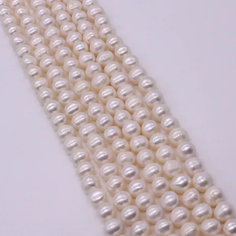 Natural Freshwater Pearl White Loose Beads Near Round High Quality Strands For DIY Jewelry Making Accessories Gift