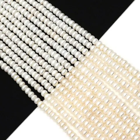 Natural Freshwater Pearl White Loose Beads Button Round Polished Strands For DIY Jewelry Making Elegant Accessories