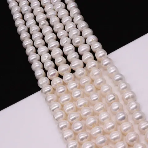 Natural Freshwater Pearl White Loose Beads Near Round High Quality Strands For DIY Jewelry Making Accessories Gift